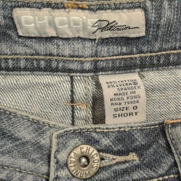 Chico's Platinum Size 0 small 4 short denim blue jeans - Picture 8 of 8